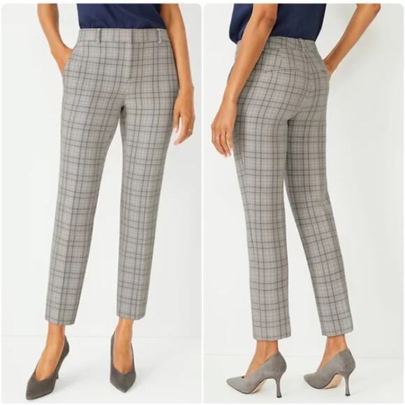 Ann Taylor Gray Plaid Curvy Fit Pants Size 8 - Picture 1 of 8